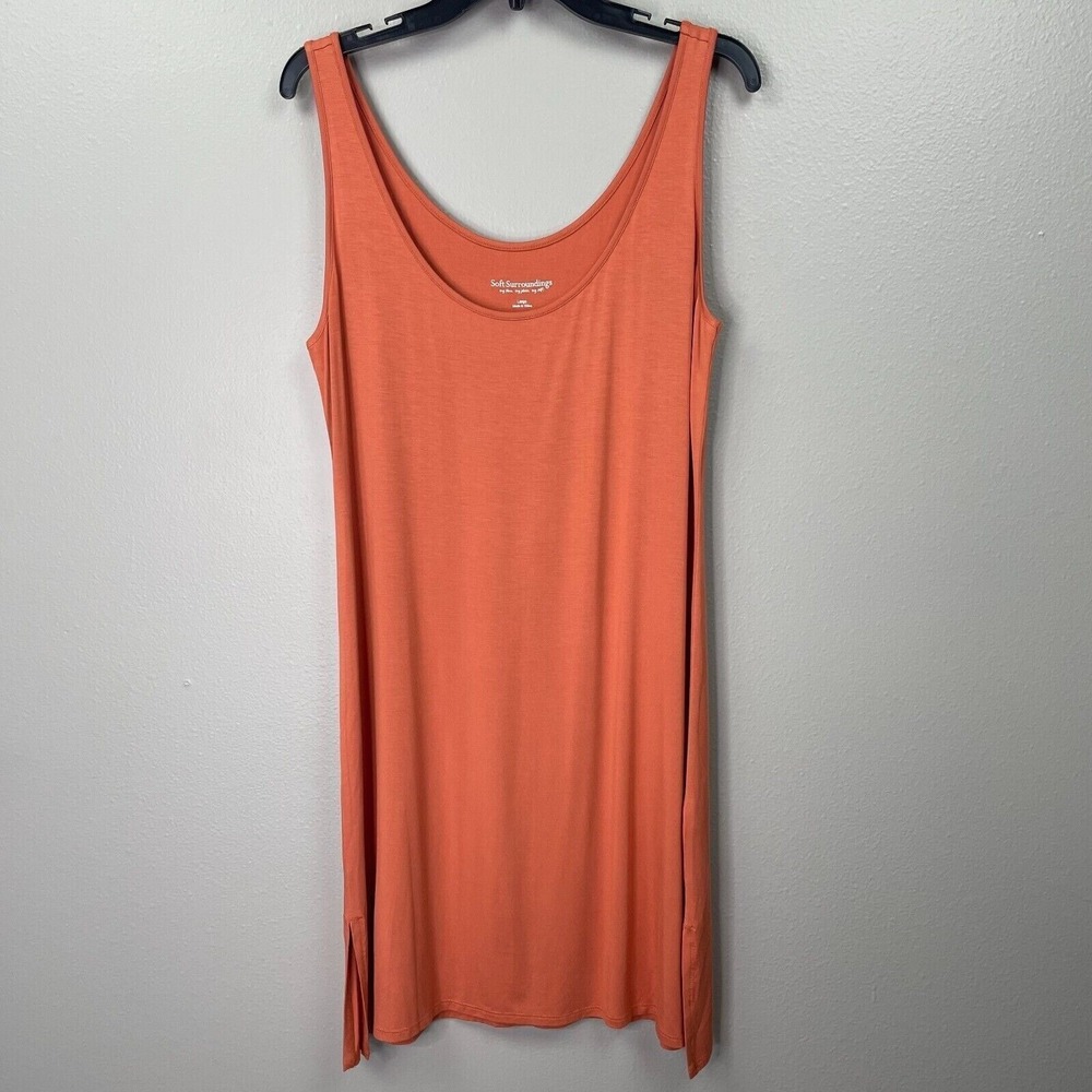 Soft Surroundings Stretch Jersey Shift Dress Burnt Orange Sleeveless Womens L